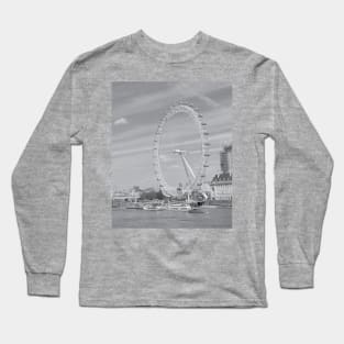 London eye black and white photo Long Sleeve T-Shirt